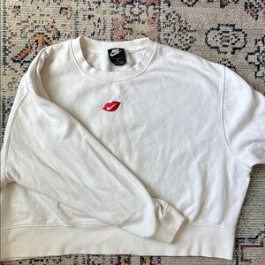 Nike White Crewneck with Red Lips Design